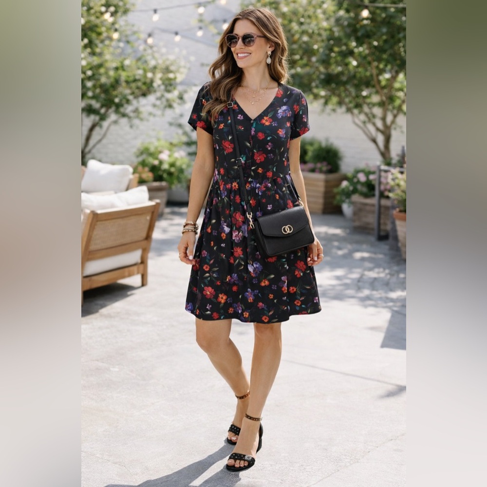 Reitmans Black Floral Dress